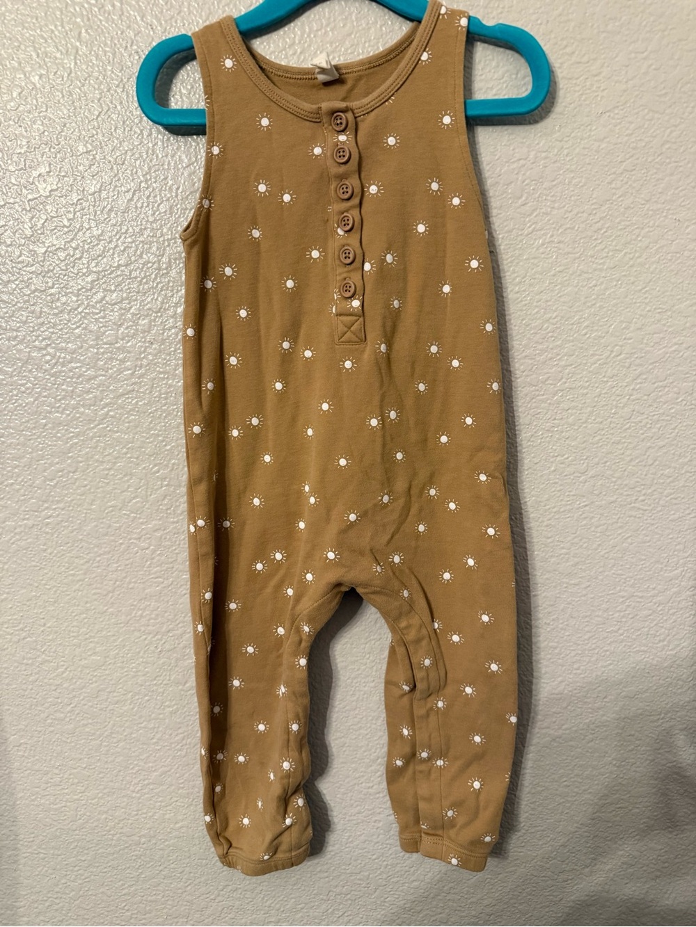 Quincy Mae Tan Floral Henley Romper